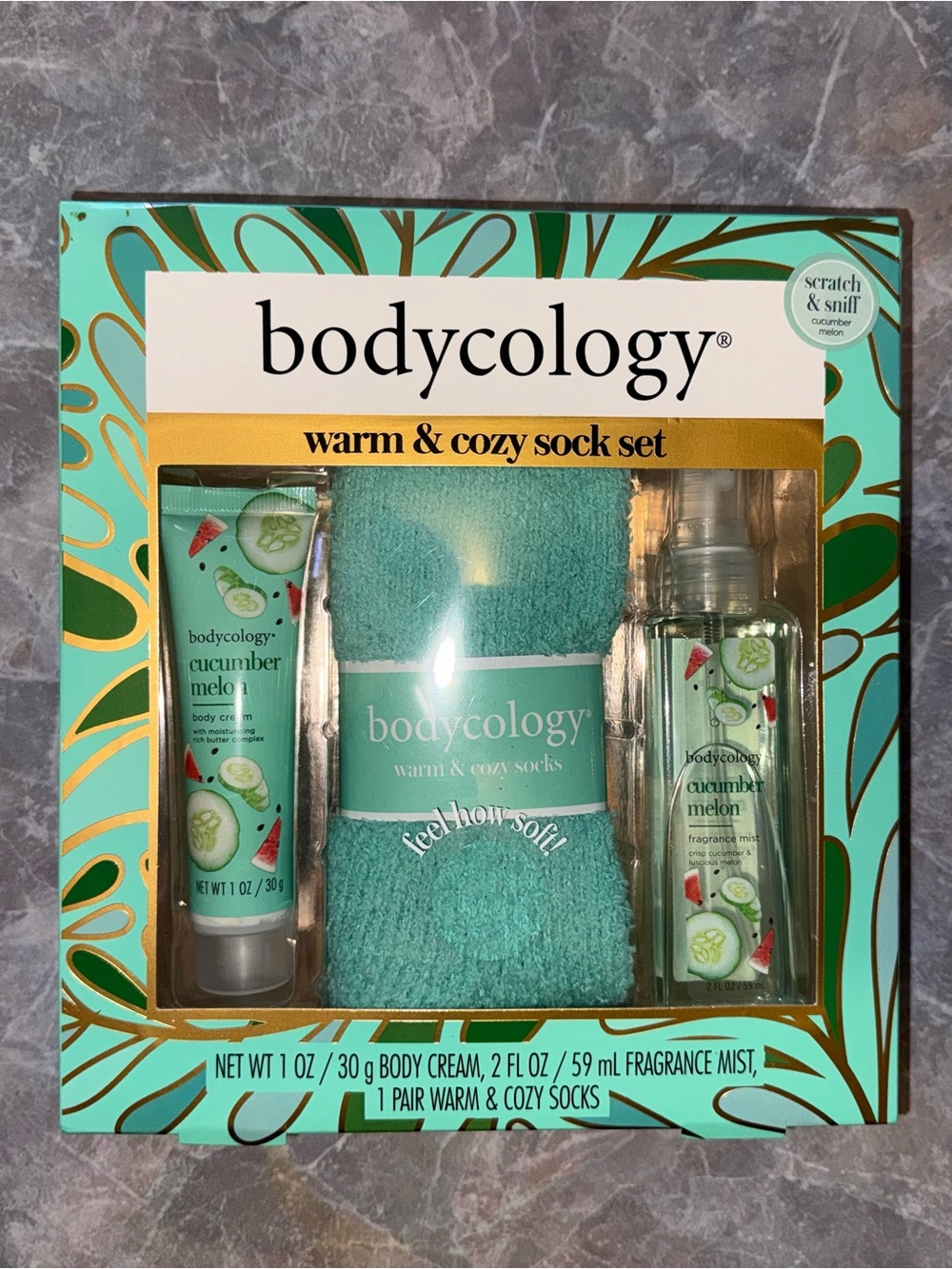 Bodycology Cucumber Melon Moisturizing Set — Teal Warm & Cozy Sock Set